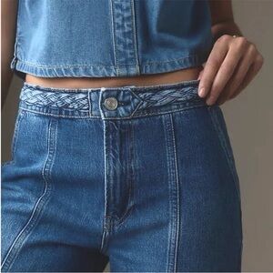 FRAME Braided Waist Wide Leg Jeans 27 Medium Wash 30” Inseam